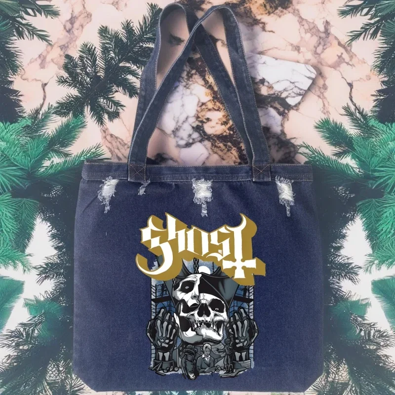 

Ghost Band Ghost B.C Denim Bag Women Large Capacity Tote Bag Shoulder Ladies Portable Shopping Bag Fashion Design