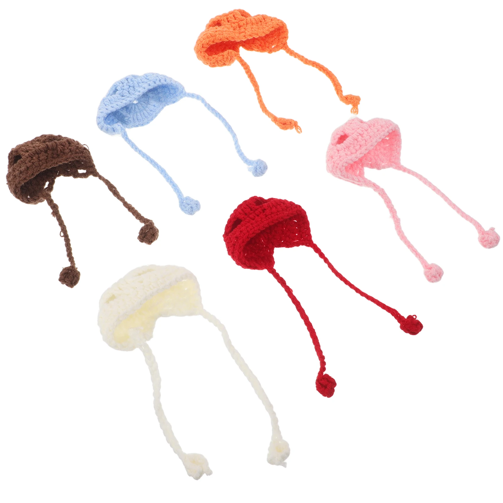

6 Pcs Knit Hat DIY Making Supplies Clothing Mini Hats for Figurines Craft Accessories Yarn Miniature Knitted Dog