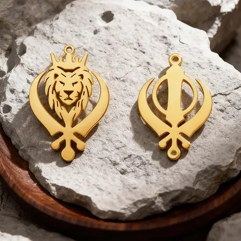 EUEAVAN 1pc Khanda Sikh Faith Religious Stainless Steel Pendant Indian Sikhism Sword Amulet Spiritual Necklace Jewelry Making