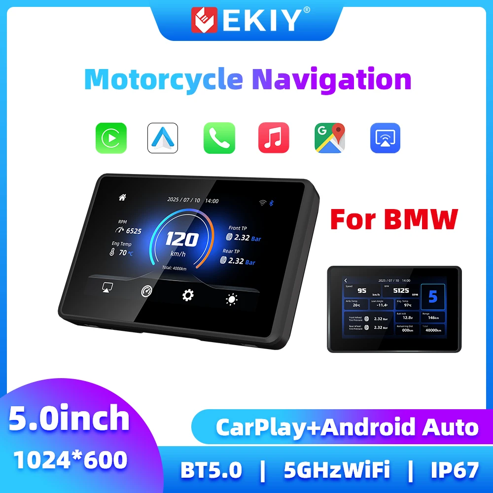 

EKIY Мотоцикл Carplay Экран Dasboard Цифровой дисплей 5-дюймовый для BMW F R S Мотоцикл Беспроводной Carplay Android Auto Motor GPS