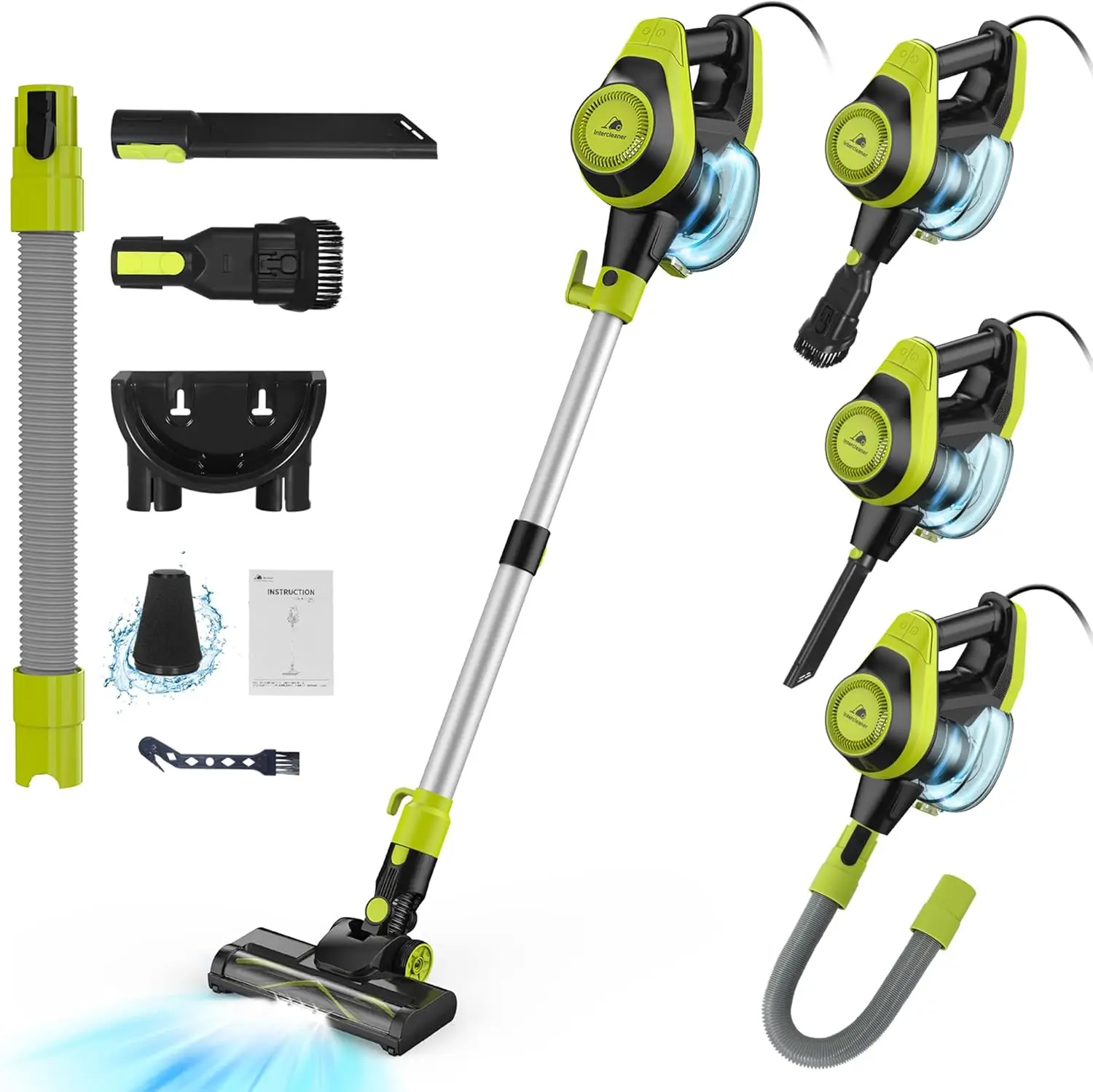 

23Ft Corded Vacuum Cleaner, 2 Modes Powerful Suction Stick, Adjustable Tube for Hard Floors Carpets Pet Hair, Wall Mount