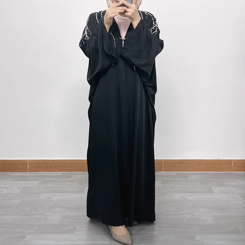

F372 Foreign Trade Cross-border Bat Sleeve Middle East Dubai Collage Lace Loose Large Size Cardigan Robe