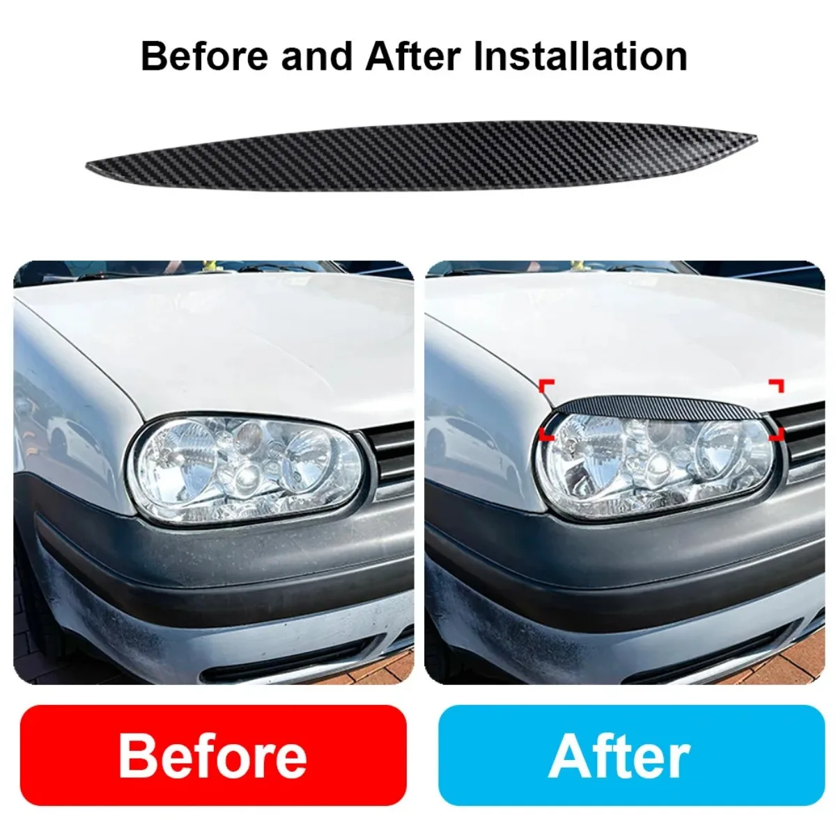 

Pair ABS Headlight Eyebrow Eyelids Decoration Cover Trim Car Accessories For VW Golf 4 MK4 GTI TDI SDI R32 1997-2006