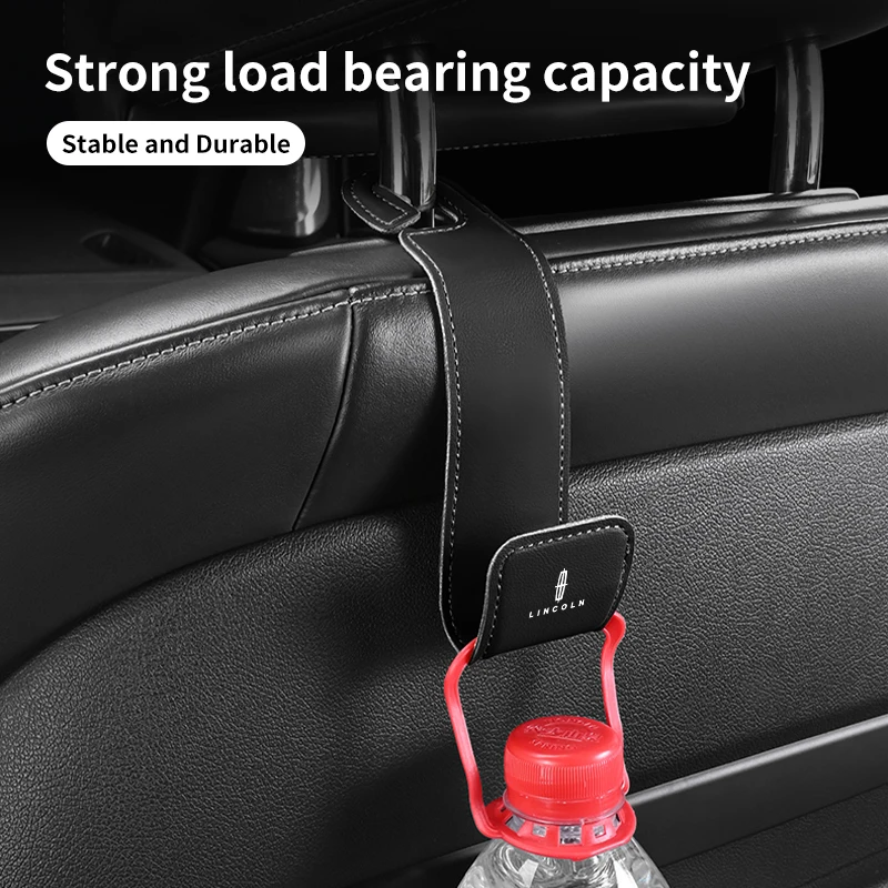 2pcs Car Seat Back Headrest Hook Leather Hanger Auto Interior Accessories For Lincoln MKZ MKX Aviator Navigator Continental