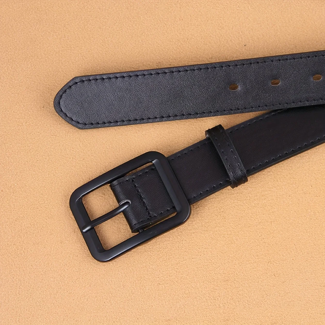 Sabuk untuk pria kasual dan serbaguna, sabuk ramping hitam minimalis, sabuk Denim gesper jarum Retro Korea