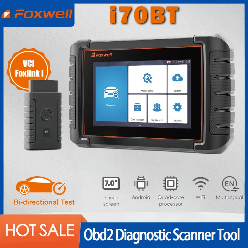 Foxwell i70bt Diagnostic Scanner WIFI Full System Auto Car Diagnostic Tool ABS SAS Oil Reset Active Test OBD2 Scanner GT65 Tool