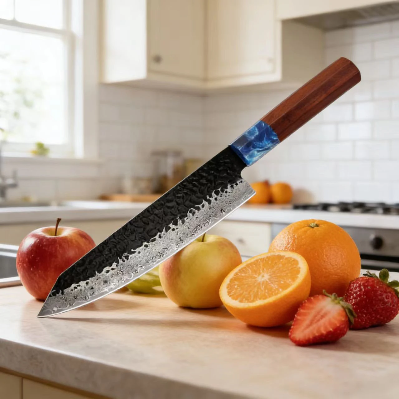 

8-дюймовый нож кирицукэ ручной ковки из дамасской стали VG-10 с деревянной рукоятью, для нарезки овощей, мяса, кухонный нож-тесак