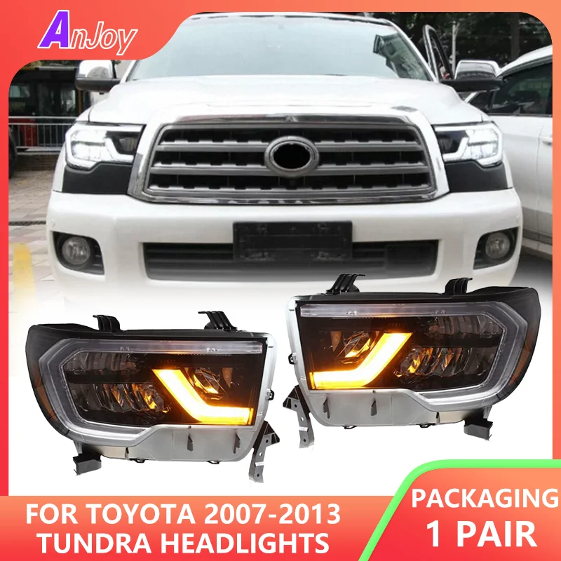 

Для Toyota 2007-2013 Tundra фары в сборе DRL указатель поворота дальнего света ангельский глаз линза проектора 2 шт.