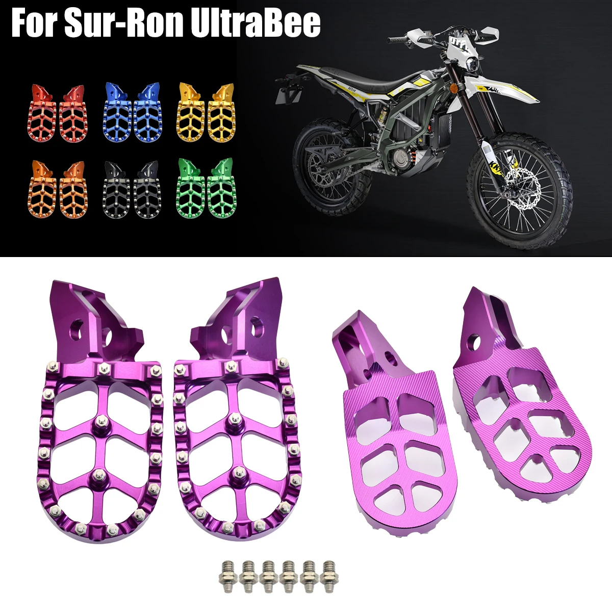 

CNC Aluminum Footrest Footpegs Foot Pegs Pedal For Surron Ultrabee Ultra Bee SUR RON Off-Road Electric Vehicle Dirt Bike Parts