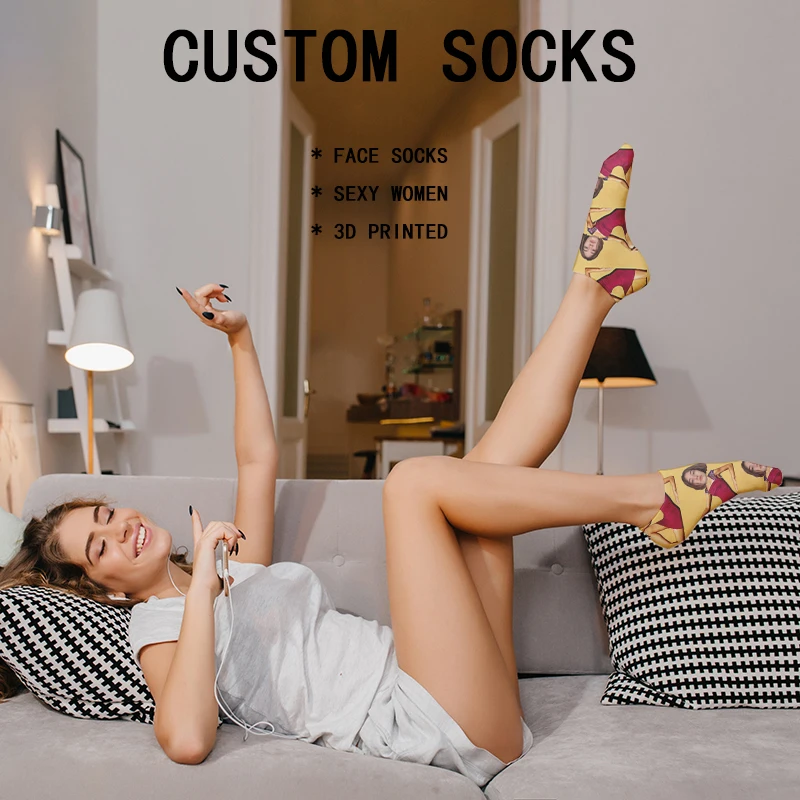 

3D Custom Novelty DIY Men&Women Short Socks Funny Sexy Women Printed Harajuku Birthday Your Face Photo on Socks for Unisex