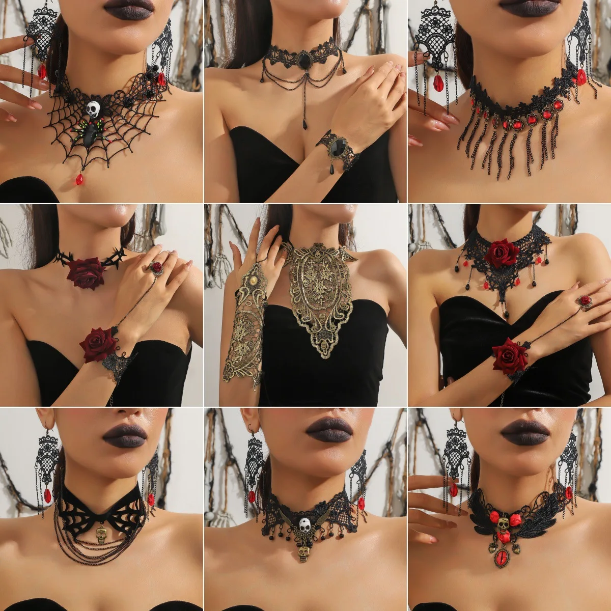 

Gothic Bloom: 2025 Ornate Skull & Floral Necklace for Halloween