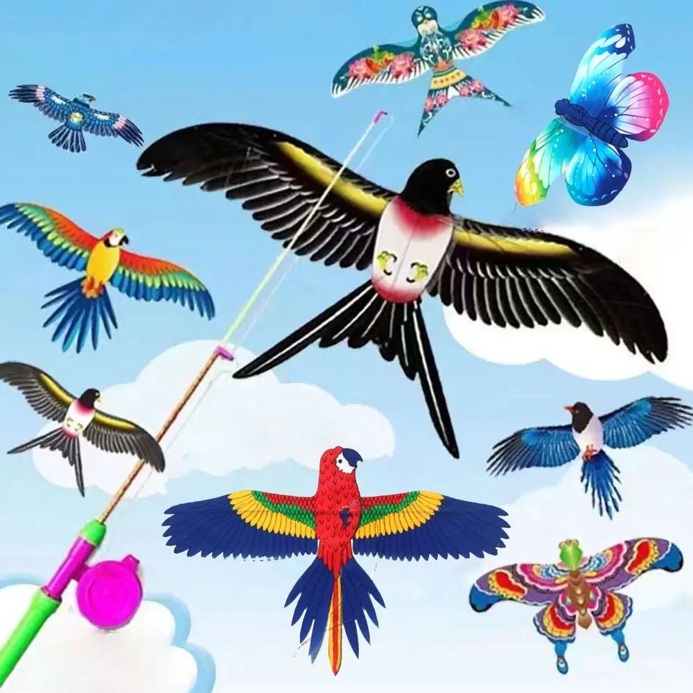 Eagle Kite e Rod Kite Line, Grande Eagle Flying Bird Kites, presente dos desenhos animados para crianças, família, viagens, jardim, esporte ao ar livre, brinquedo DIY