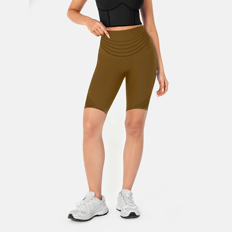 Best-Selling Seamless Threaded Butt-Lifting Workout Pants: Tummy-Tucking, Slimming, High-Waisted, Peach-Butt Yoga Shorts