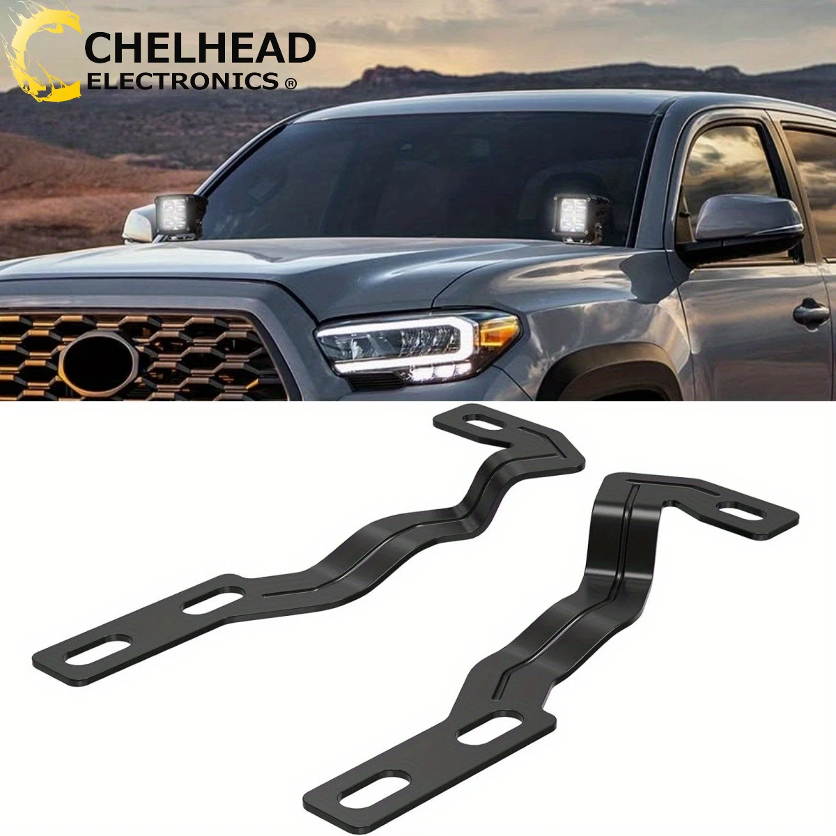 2-piece hood hinge groove LED lighting bracket, assists off-road work, suitable for third-generation Tacoma 2016-2020 models