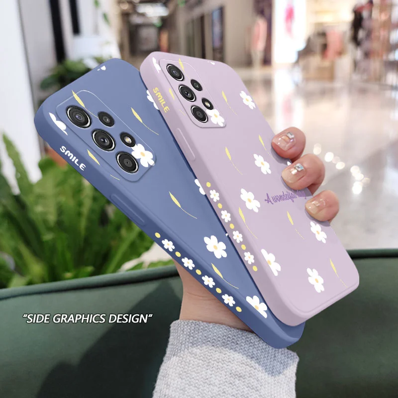 Small Daisy Phone Case For Samsung Galaxy A55 A35 A25 A15 A05 A05S A54 A34 A24 A14 A04 A04S A04E 4G 5G Cover