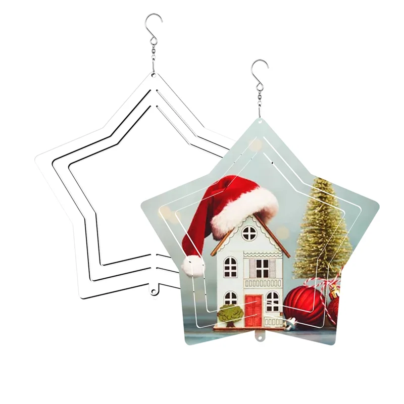 

AT16 6Pack 10 Inch Sublimation Wind Spinners Blanks Hanging Wind Spinners for Christmas Day Garden Decoration