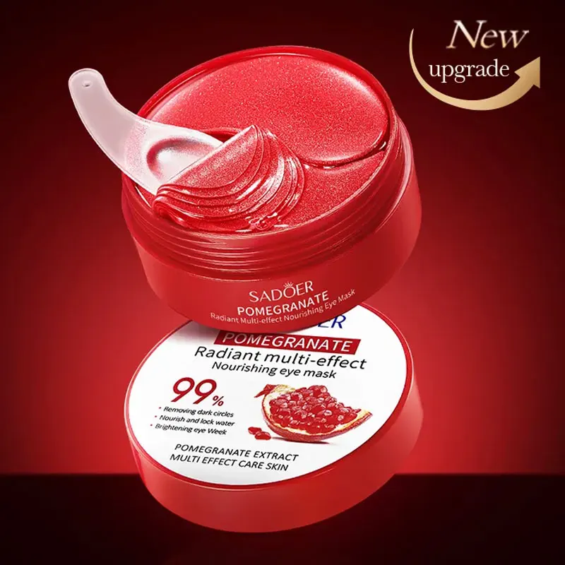 60 pz SADOER Rosso Melograno Collagene Maschera per gli occhi Rassodante Anti Cerchi scuri Rimuovere gli occhi Borsa Idratante Patch per gli occhi Occhi Cura della pelle