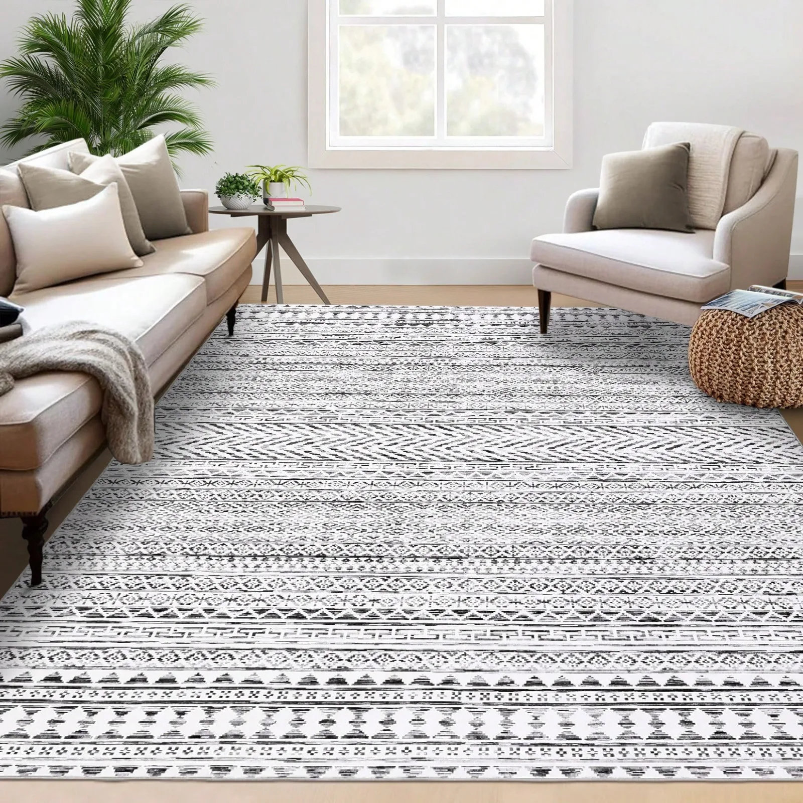 

Large Size Indoor Rug Washable Rug Boho Rug Geometric Rug Foldable Rug Anti-Stain Non-Slip Suitable For Living Room Bedroom Office Home Decor