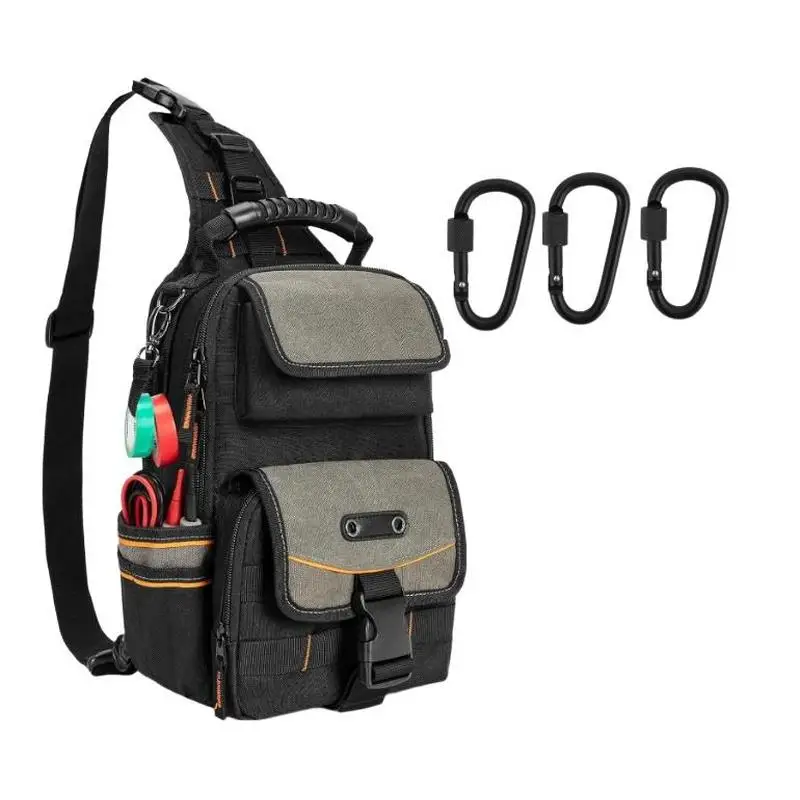 Crossbody tool chest bag，Waterproof and wear-resistant multi-compartment tool shoulder bag，Electrician's tool storage bag，Attach