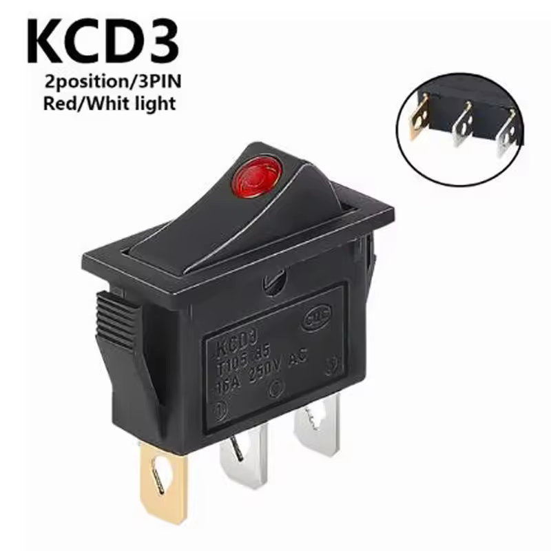 1PCS KCD3 Rocker Switch ON-OFF ON-OFF-ON 2 Position 3Pins Electrical equipment With Light Power Switch 16A 250V / 20A 125V AC - Image 19