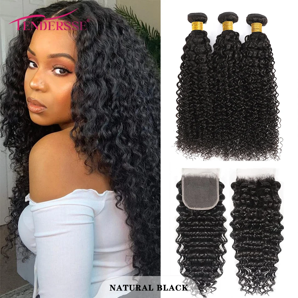 10A Mongolian Afro Kinky Curly Human Hair 3 Bundles with 4x4 Lace Closure 100% Unprocessed Virgin Kinky Curly Human Hair Weave