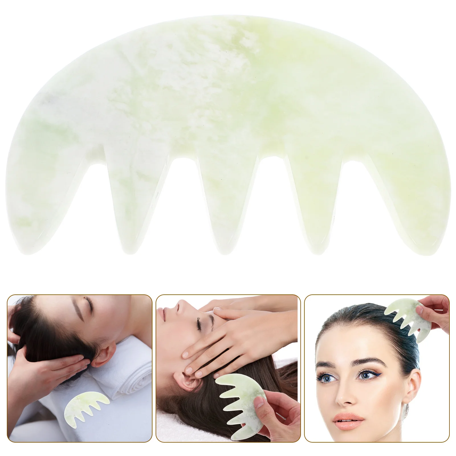 

Jade Massage Comb Natural Wide Tooth Hair Comb Ergonomic Handheld Guasha Scalp Massager Deep Tissue Self Massage Tool for Men