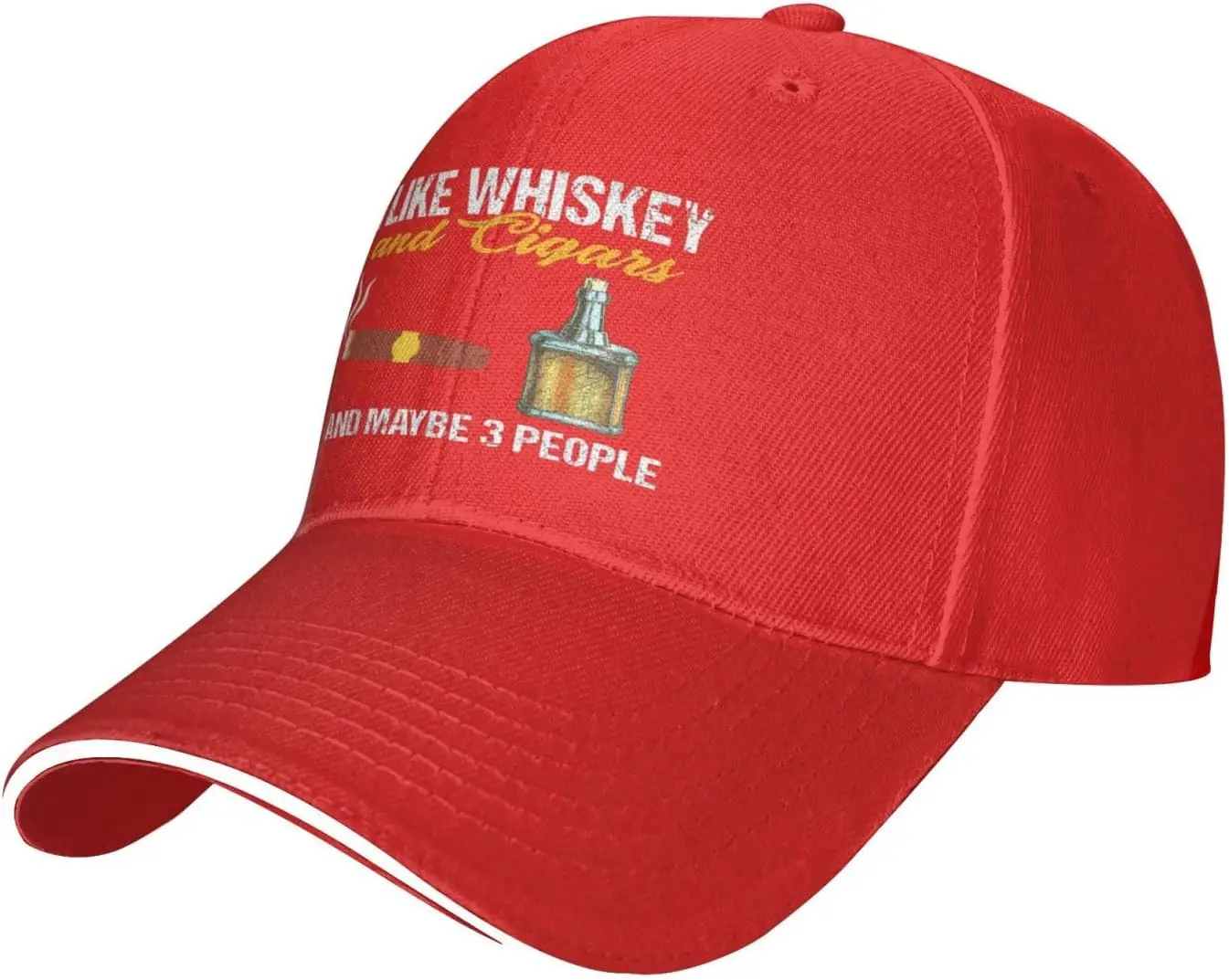 I Like Whiskey and Cigars and Maybe 3 People Baseball Cap Unisex Casual Polyester Adjustable Trucker Hat