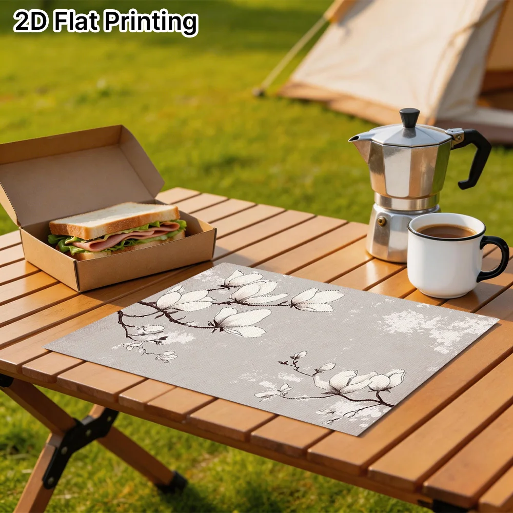 Modern Magnolia Placemats Suitable for Breakfast Nooks, Dinner Parties, Table Settings - Elegant Rectangular