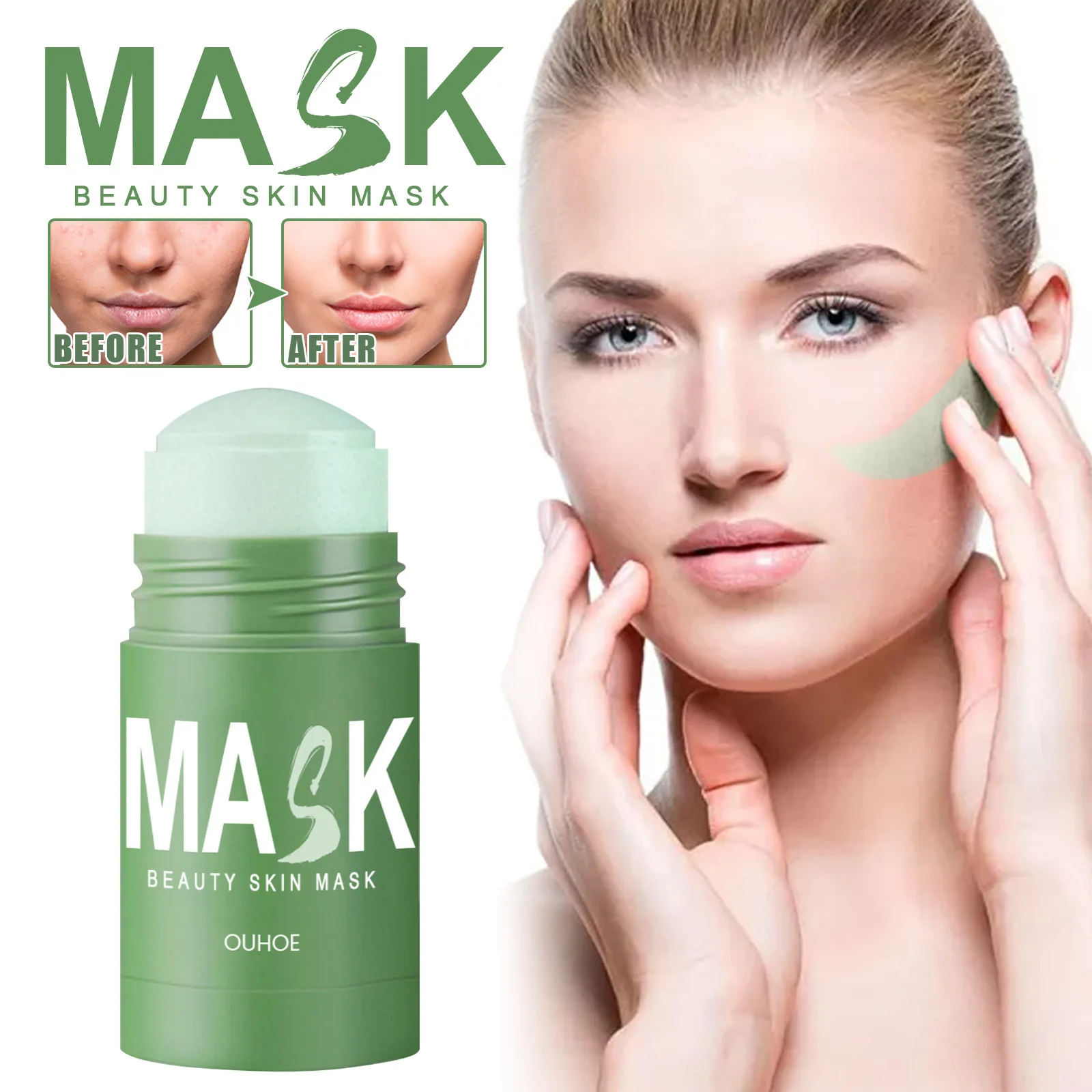 Green Tea Facial Mask Stick Acne Deep Cleansing Firming Pore Smearing Facial Mask Oil Control Balancing Grease Cosmetics