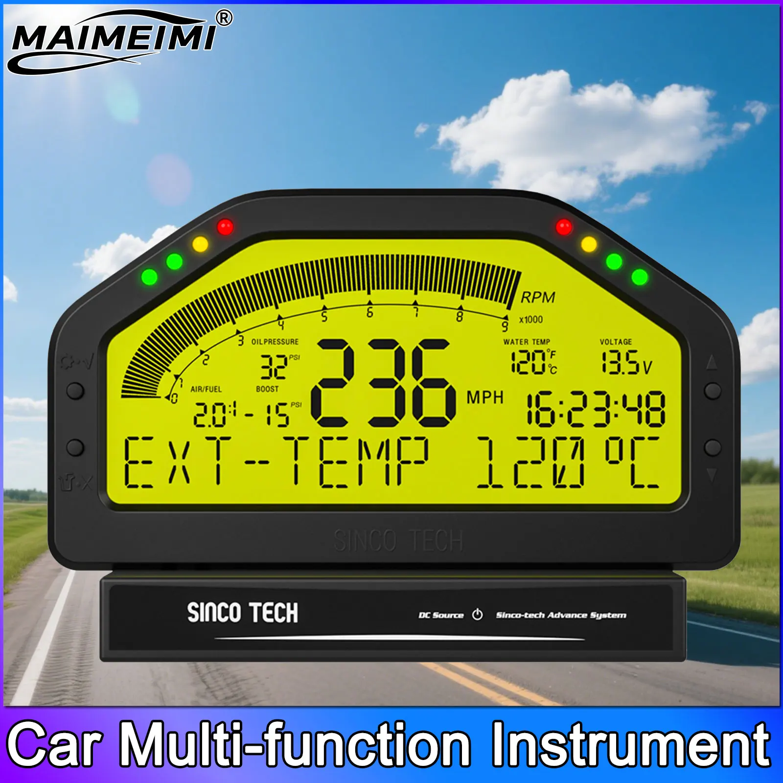 Multi-Function Dashboard Tachometer Race Dash Panels 9 in 1 Gauge LCD Display Sensor Kit Bluetooth-compatible Connection DO904