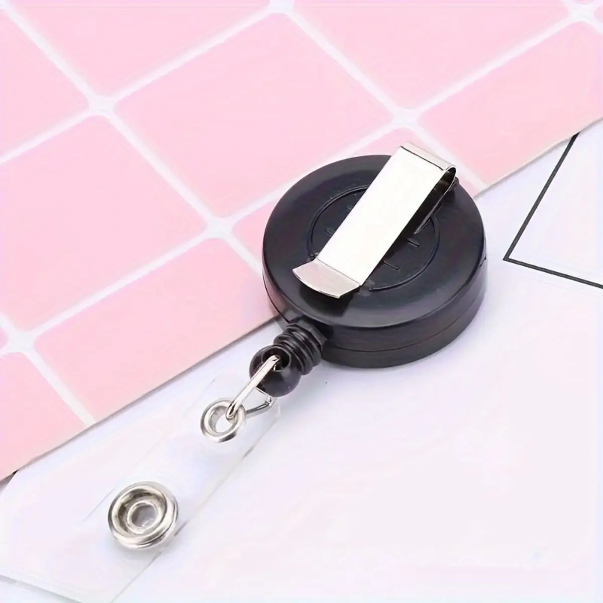 2 pcsTransparent ID badge card holder, extendable badge roll clip, credit card protector, suitable for nurses, doctors, teachers