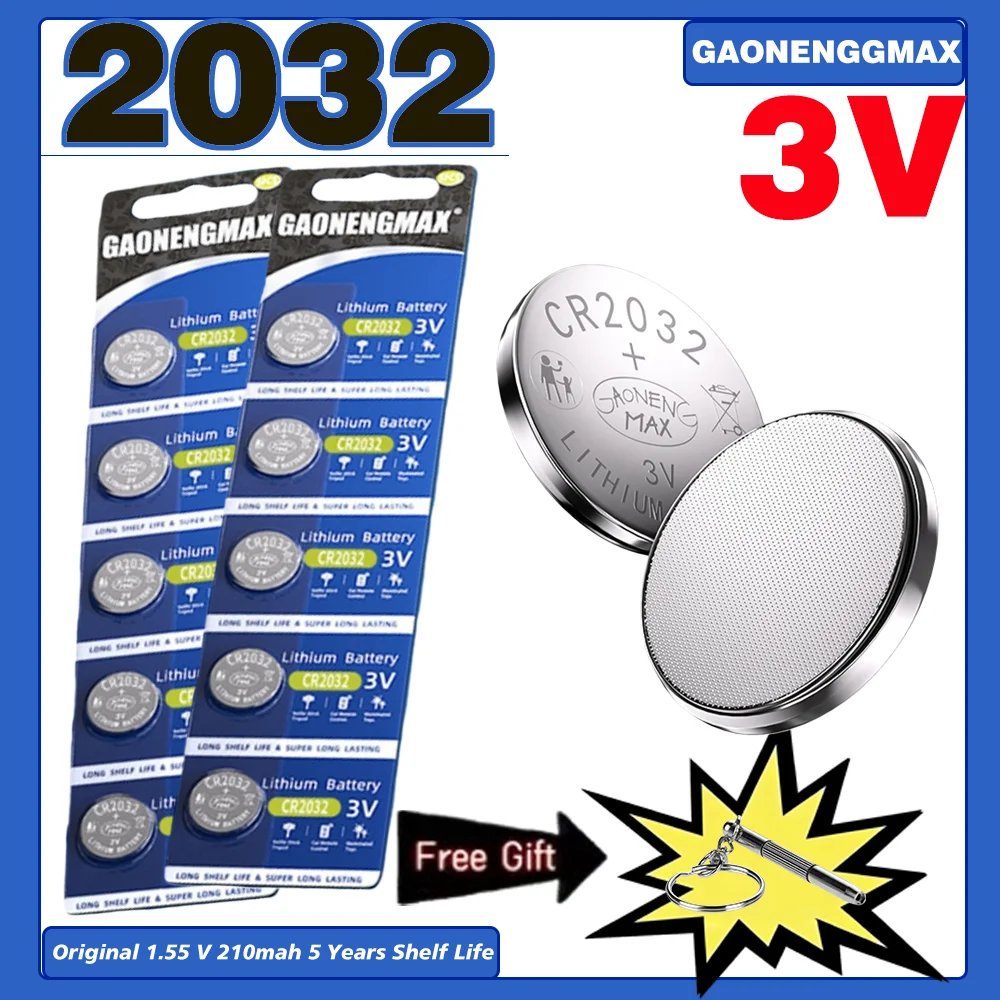 CR2032 3V Lithium Battery Coin Cell for AirTag,Key FOB,Calculator,Watch - Long Lasting Power - DL2032/BR2032/LM2032
