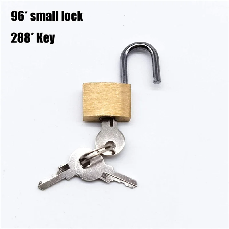 

A89E-96PCS Mini Brass Padlock With Keys Locker Case Supply Travel Suitcase Luggage Case Padlock Simple Small Copper Lock