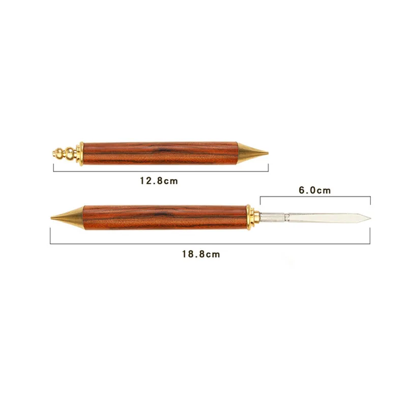 Professional Tea Puerh Brick Knife with Pear Ebony Wood Handle Stainless Steel Cone Needle for Brewing And Serving Tea