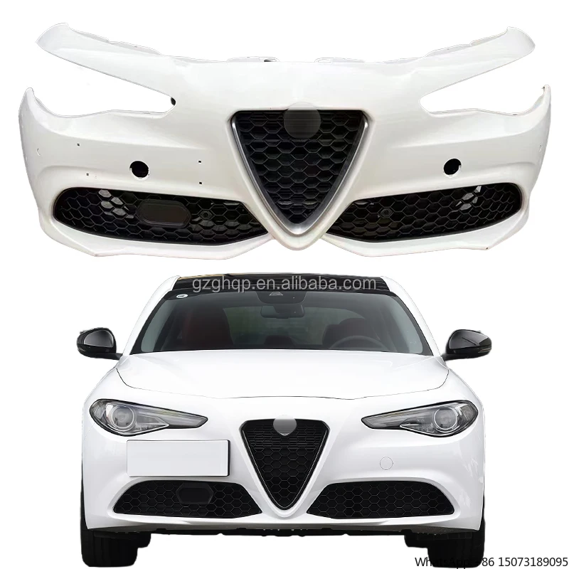 

Высококачественный оригинальный комплект автомобильного бампера с вентилятором радиатора для Alfa Romeo Gialia, белая решетка переднего бампера в сборе 2017-2022