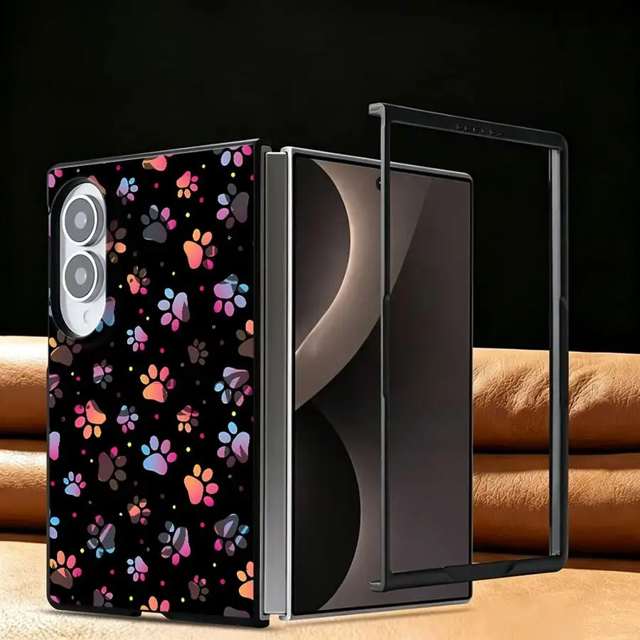Luxury Phone Cover Case for Samsung Galaxy Z Fold8 Wide ZFold Wide Z Fold 8 ZFold8 Colorful Paw Prints