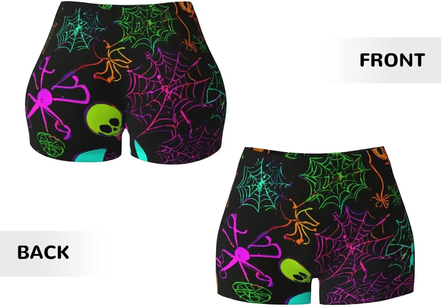 شورت صيفي مريح مرن ومرن مطبوع عليه جمجمة، شورت رياضي عالي الخصر، ممارسة الجري، ضغط فتل الرطوبة #5