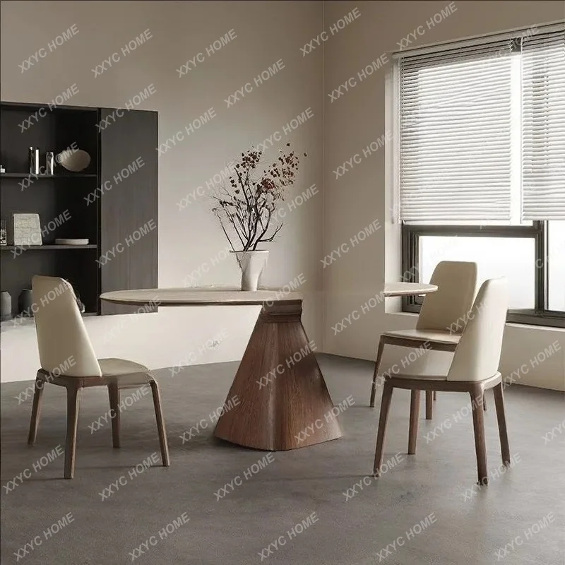 

Solid wood rock slab dining table modern light and simple walnut small apartment white wax household rectangle