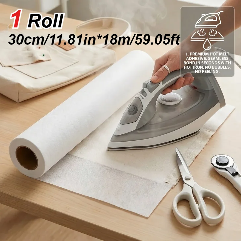 38 Gramm/Quadratmeter Weißes Vliesstoff-Eisenstoff (11,81 Zoll X 708,66 Zoll) - Geeignet für Nähen, Kleidung, Taschen – Detail 4