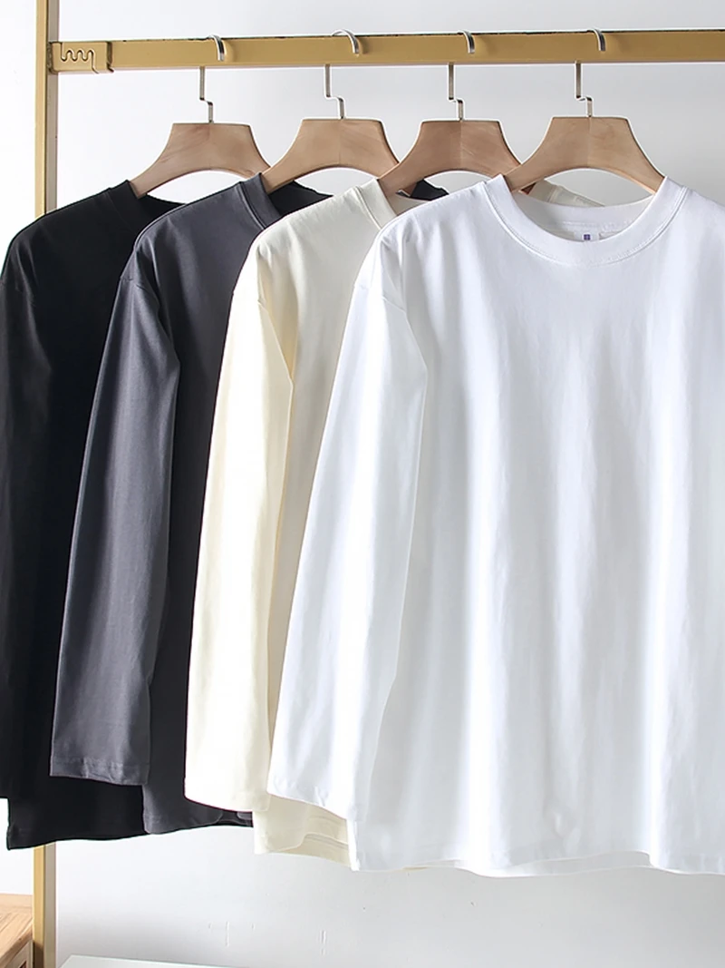 Comfortable Cotton Long Sve T-irt Basic round Ne Men's Faion Spring Summer Pure Color Versatile Casual Loose Fit