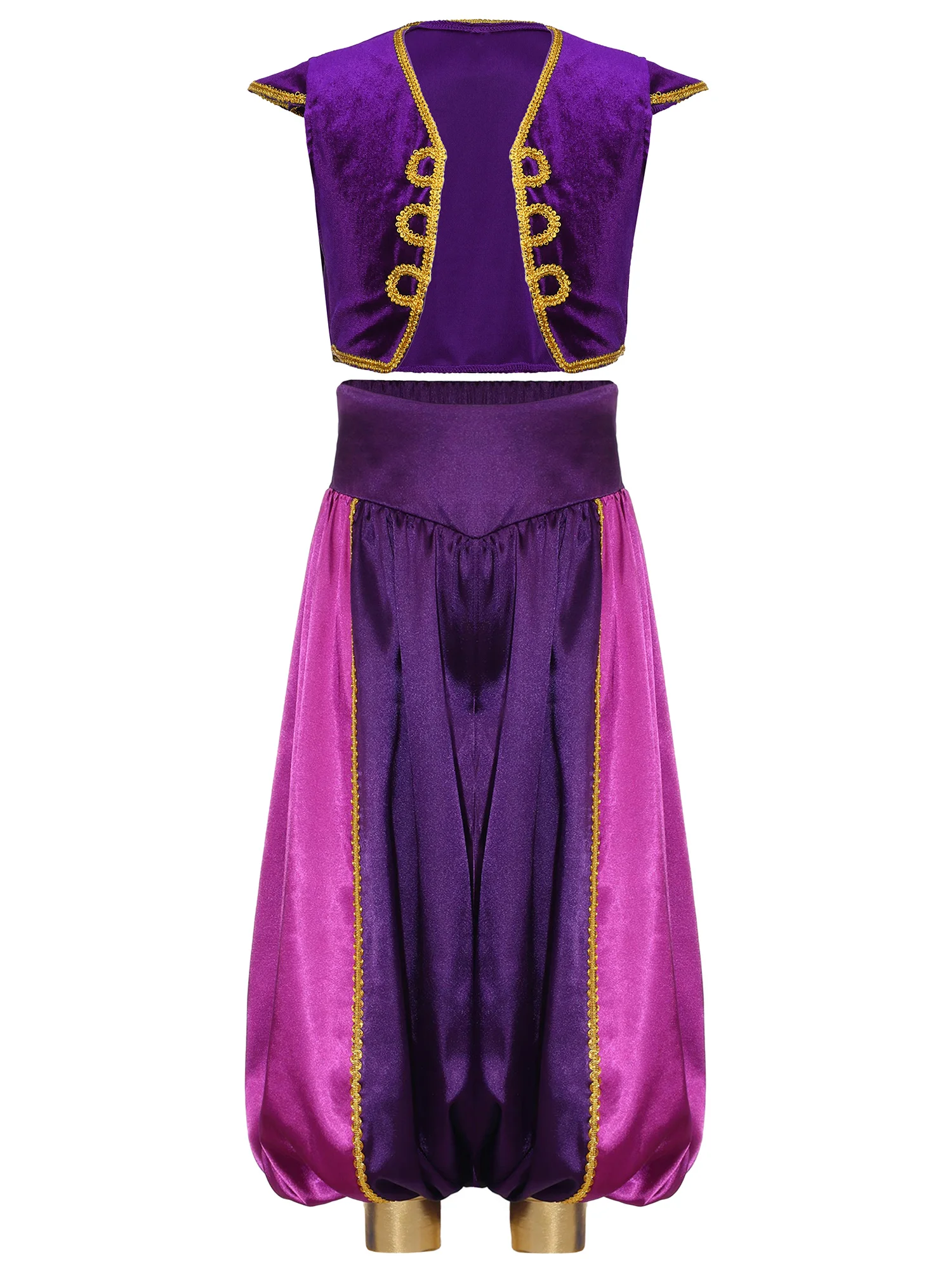 مجموعة أزياء الأمير الهندي العربي، صدرية بأكمام قصيرة وسراويل رقص عربية عالية الخصر لحفلات الهالوين #3