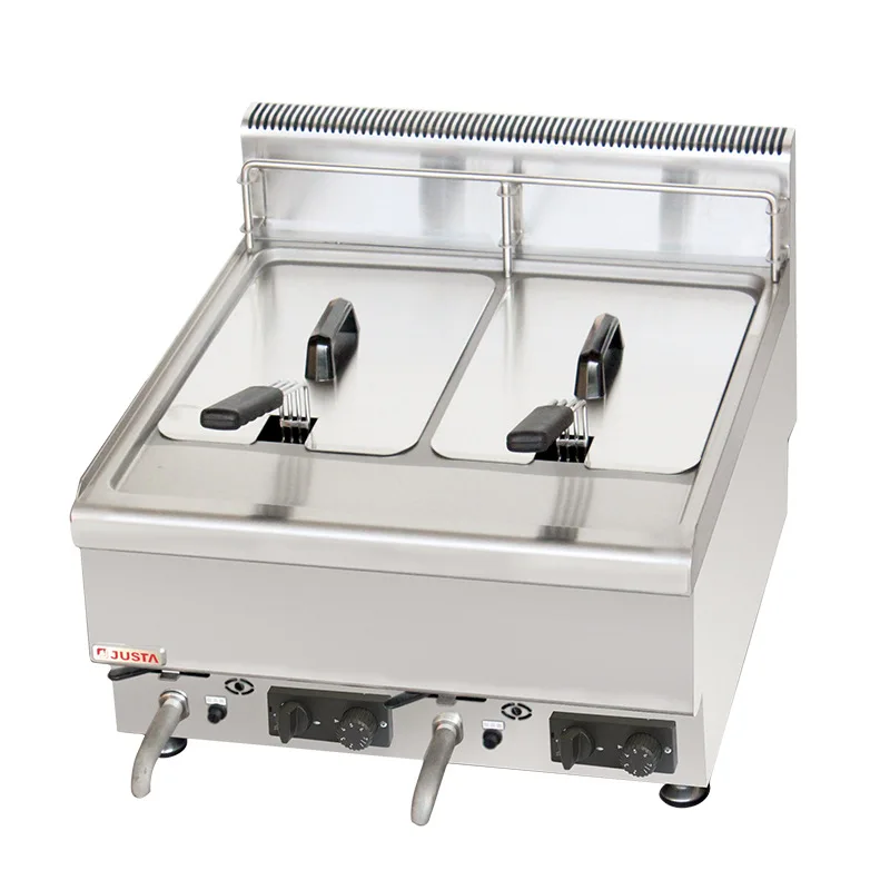 

Desktop gas fryer JUS-TRC-2F commercial large double-cylinder gas fryer natural gas combination furnace