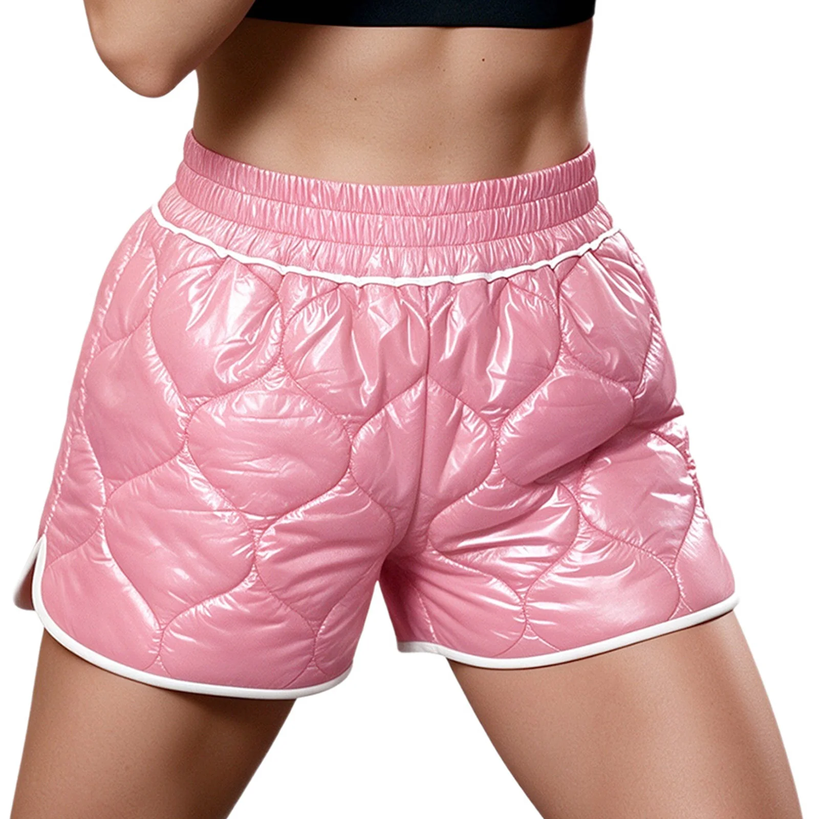Mens Womens Waterproof Padded Boxing Shorts Glossy Elastic Waistband Side Slit Trunks for Muay Thai Kickboxing Training Workout