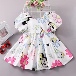 Disney-vestido blanco de Mickey y Minnie para niña, traje de princesa para fiesta de cumpleaños, fantasía, Cosplay, ropa para niños