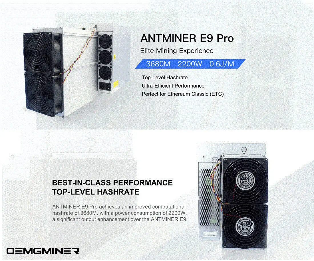 buy 2 get 1 freeaa Bitmain Antminer E9 Pro 3680Mh/s 2200W ETC Asic Miner 0.6J/M Bulid-in PSU