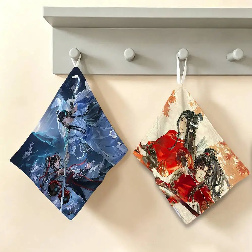 Mo Dao Zu Shi Cute Anime Thickened Polyester Cotton Hanging Towel, High Absorbent Hand Wiping Towel for Indoor Use