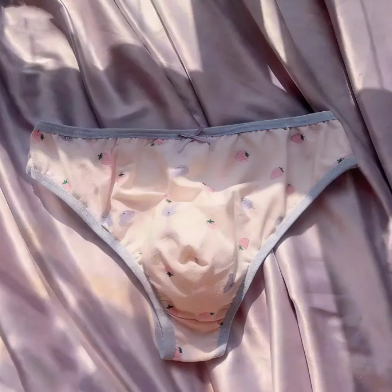 Sexy Men Sweet Comfortable Cotton Underwear Cross-dressing Convex Pouch Thong Breathable Tight Outdoor Private Party G-string
