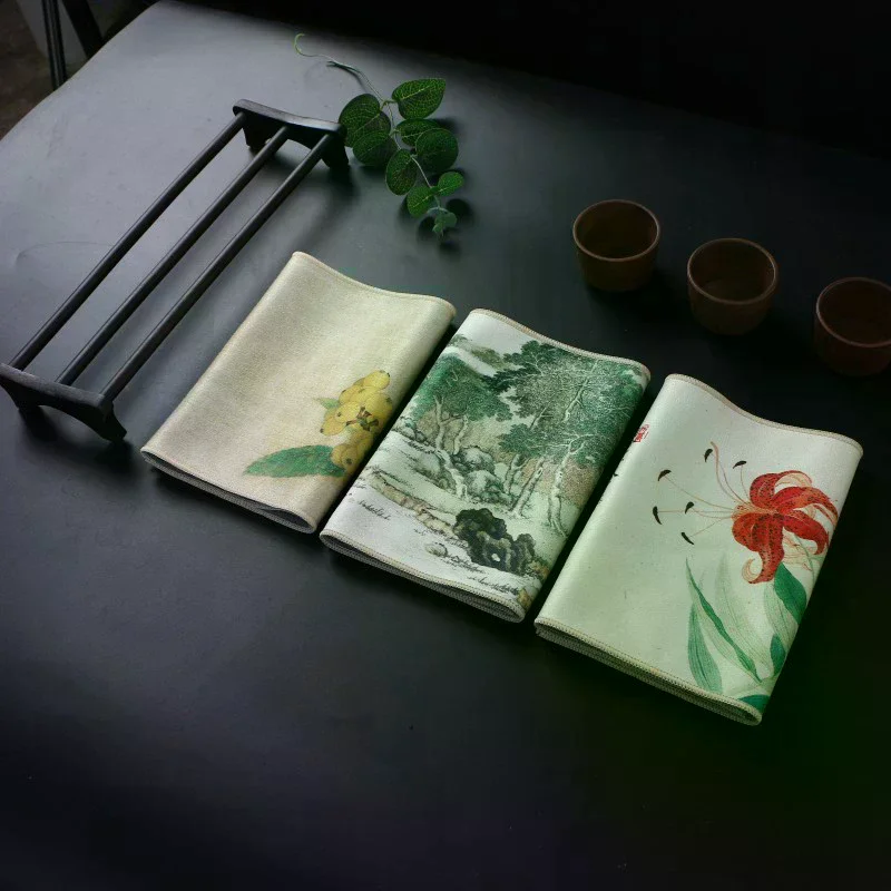 Chinese Professional Rag Thick Tea Towel Super Absorbent High-end Tea Cleaning Set Cup Mat Accessories