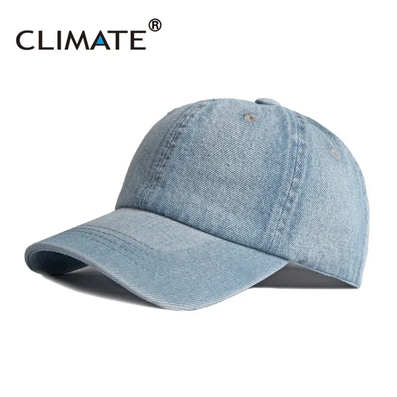 CLIMATE Men Denim Baseball Cap Hat Blank Dad Caps Men Cool Cap Casual Denim Jeans Wear Blank Cap Cool Hat Caps for Men Dad