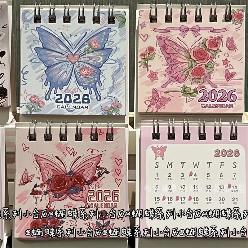 2026 Mini Calendars Creative Desk Portable Travel Calendars With Butterfly Capybara Designs Monthly & Weekly Planner Calendar